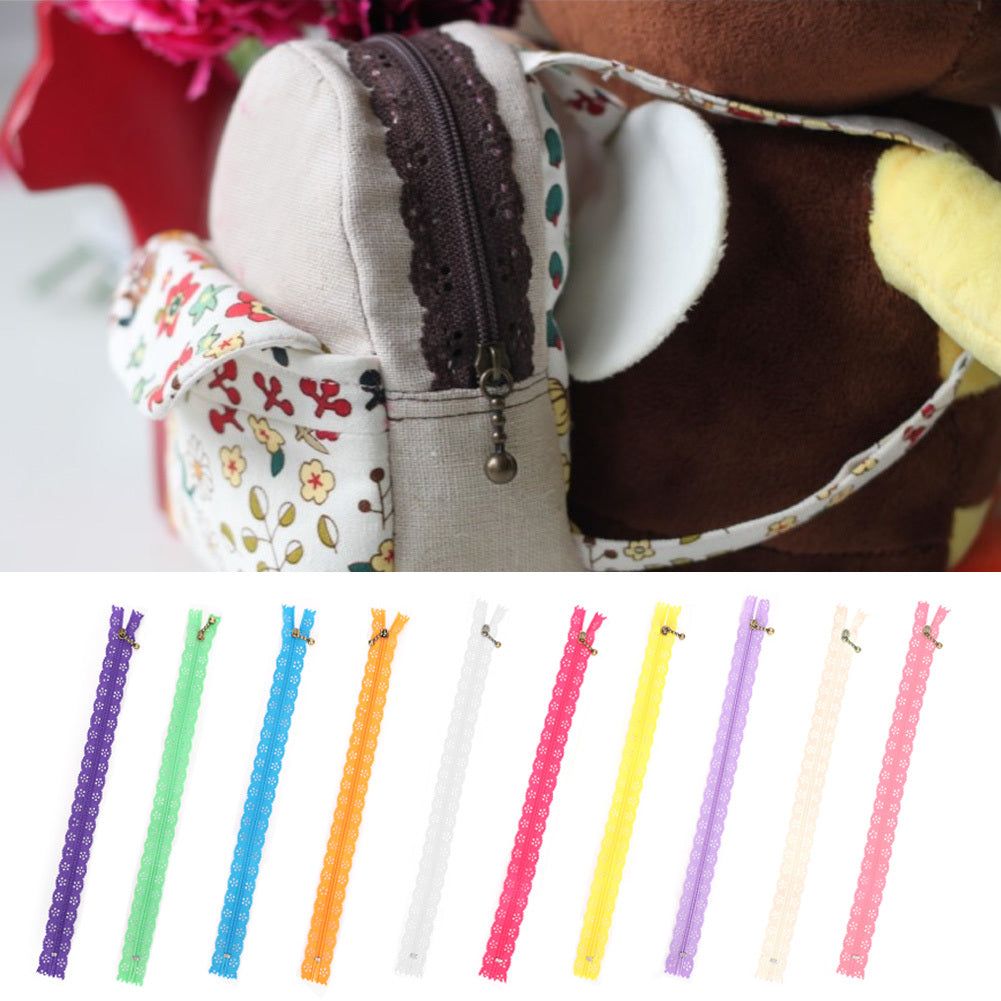 10Pcs Lace Zipper Mixed Style Bud Silk Shape No.3 Nylon Sewing Clothing Accessories 30cm