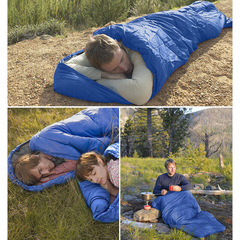 4 SEASON SINGLE SLEEPING BAGS CAMPING RECTANGULAR ENVELOPE ZIP UP KIDSUK