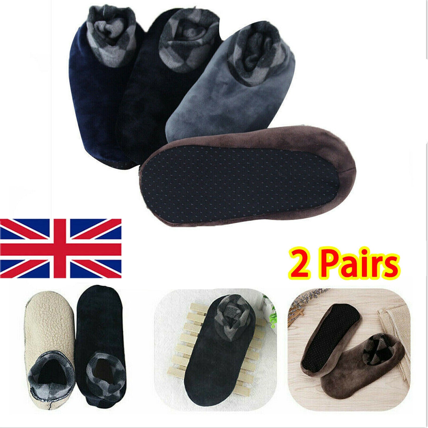 2Pair Women Men Winter Warm Thicken Bed Sock Non Slip Elastic Floor Sock Slipper