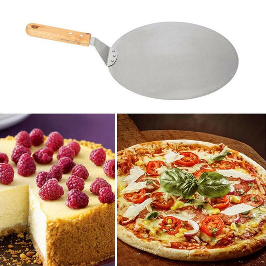 12Inch Stainless Steel Pizza Paddle Peel Bakers BBQ Oven Tray Wooden Handle UK