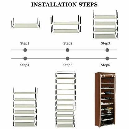 27 Pairs 10 Layers Shoe Cabinet Storage Organizer Shoe Rack Bracket