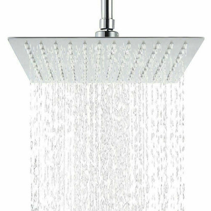 12 inches Large Square Shower Head Chrome Stainless Steel Rainfall Overhead Bathroom