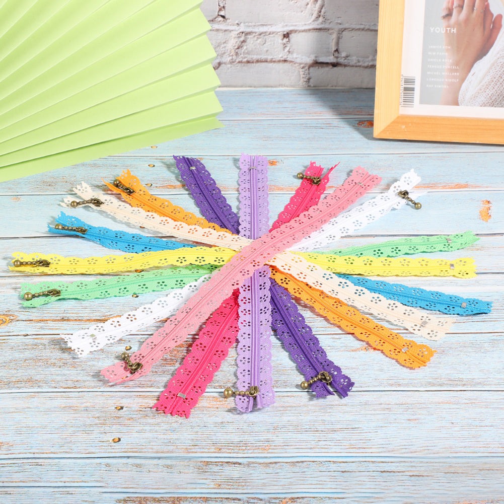 10Pcs Lace Zipper Mixed Style Bud Silk Shape No.3 Nylon Sewing Clothing Accessories 30cm