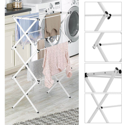 3 Tier Clothes Airer Dryer Metal Laundry Horse Drying Rack Indoor Outdoor Patio