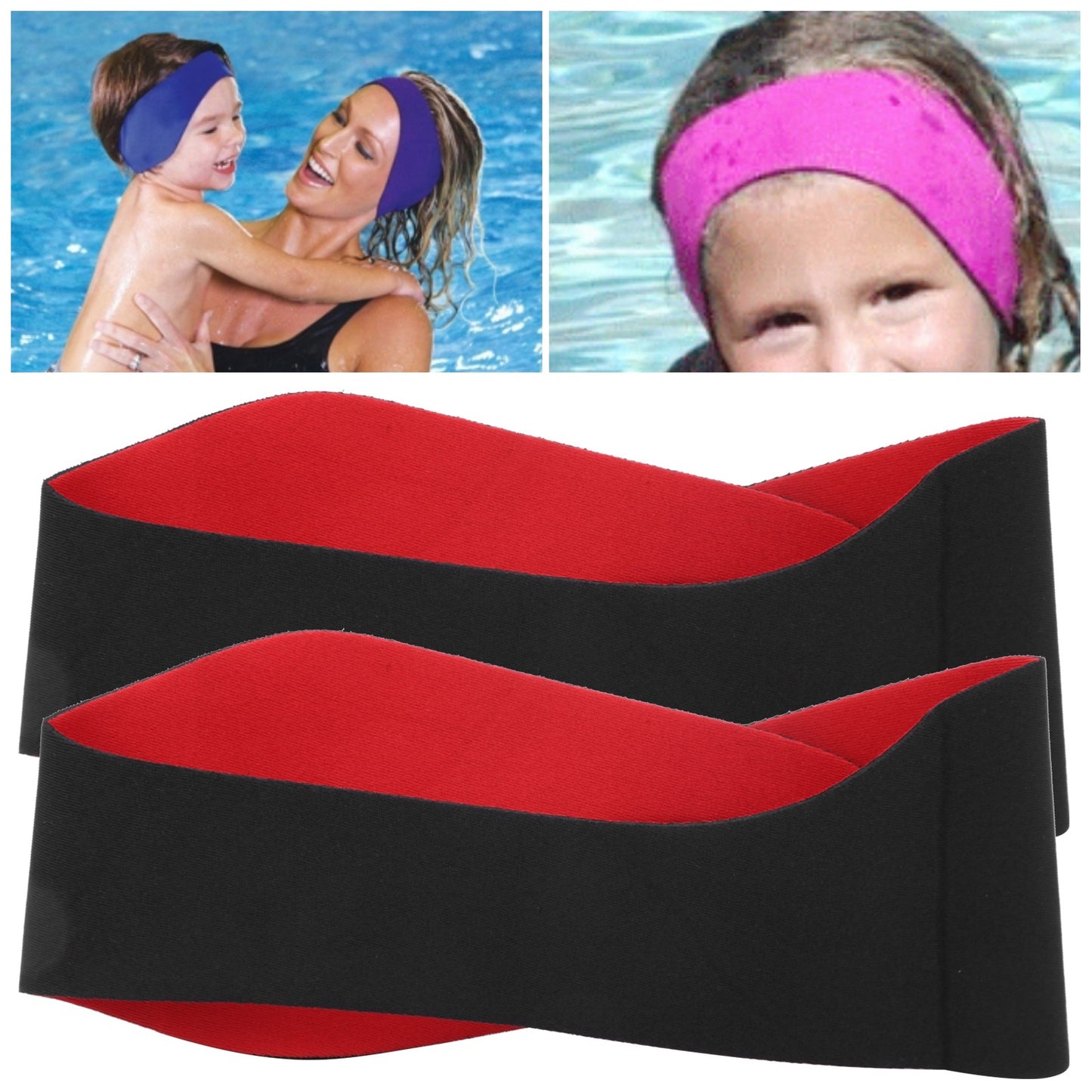 2pcs Waterproof Ear Headband Yoga Hair Band Diving Ear Protection Hair Band for SportsBlack