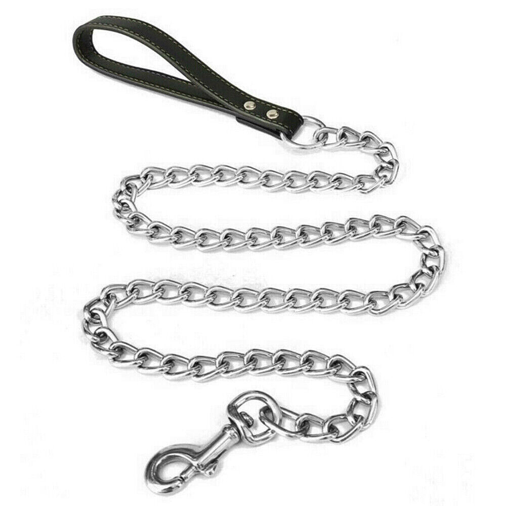 1PCS 1.2m Metal Chain Dog Lead Pet Puppy Leash Long Heavy Duty Anti-Chew Control