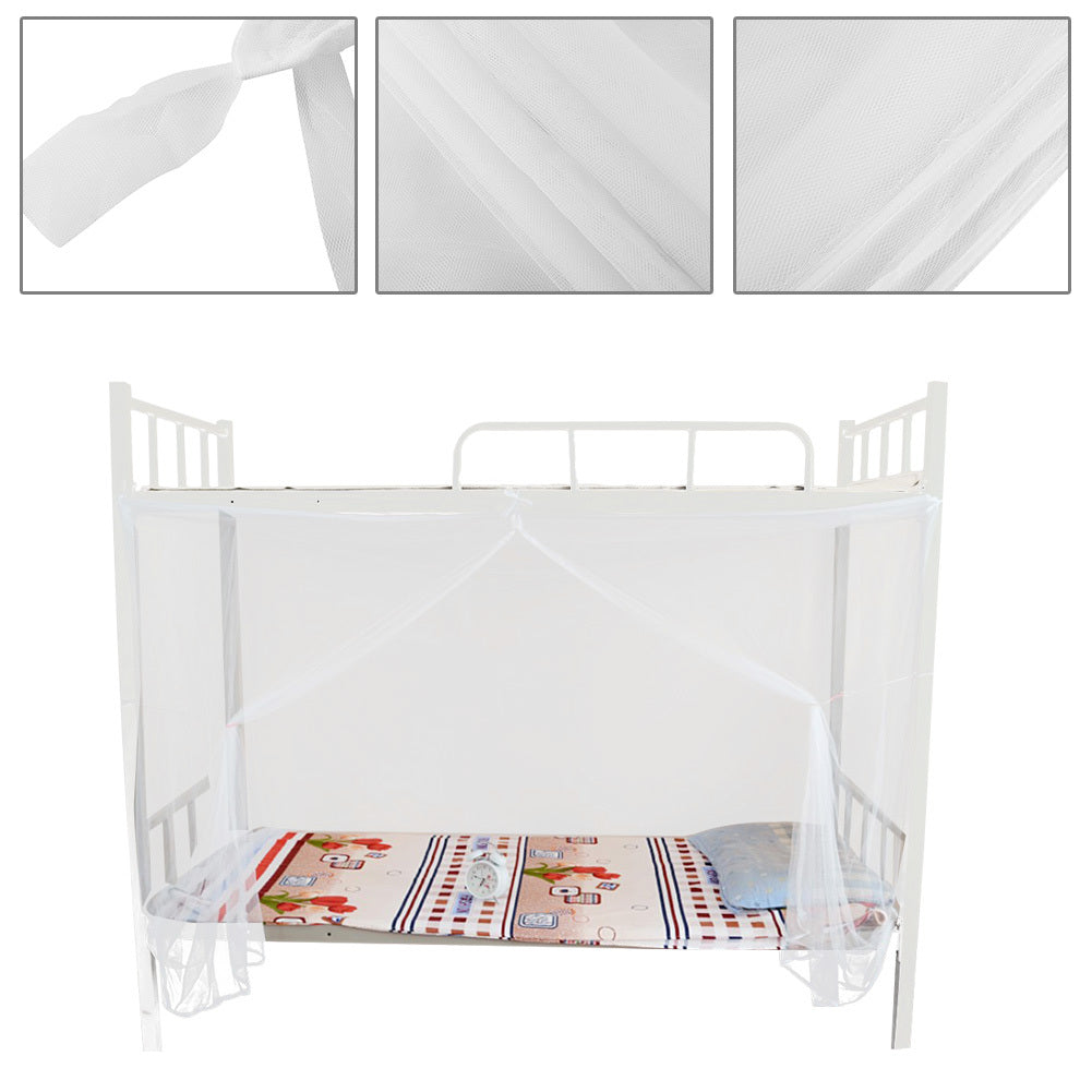 4 Corner Post Bed Canopy Mosquito Net Twin Full Queen Size Netting White(90x190x150cm)