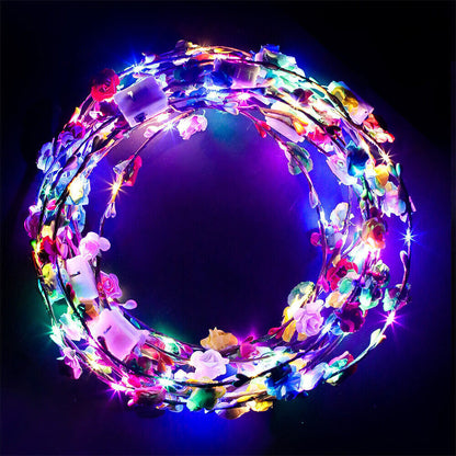 10 20 X LED Light Up Flower Floral Hairband Headband Crown Garland Xmas Wedding