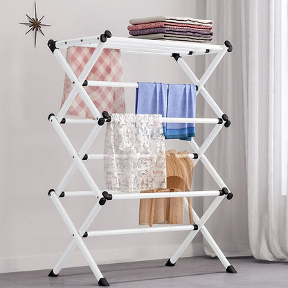 3 Tier Clothes Airer Dryer Metal Laundry Horse Drying Rack Indoor Outdoor Patio