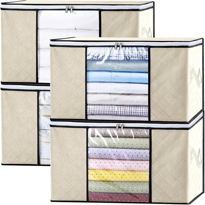 4PCS Clothes Organiser With Zip Underbed Wardrobe Cube Closet Box Organiser